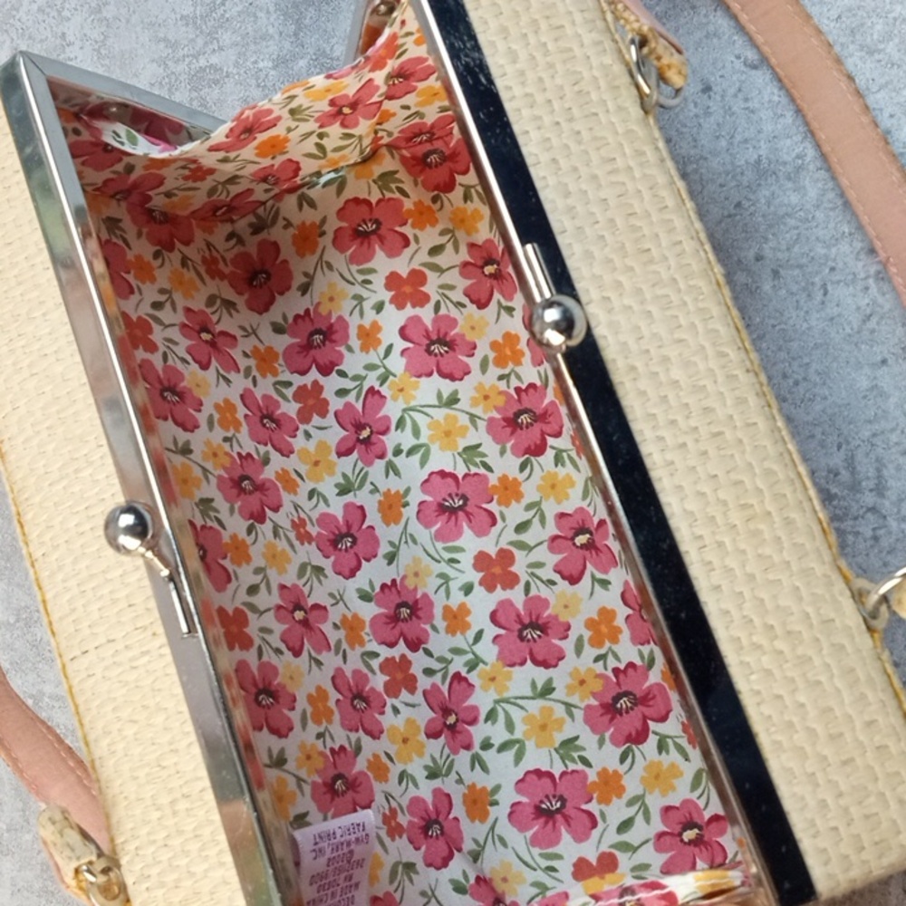 🛝 Gymboree Floral Embroidered Straw Kids Bag - Picture 5 of 7